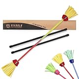 Diabolo Freizeitsport Flowerstick Pro (gelb-rot) – Profi-Flowerstick aus Fiberglas inkl. 2 Handstäben, UV reaktiv, handbemalt, Festival-Hingucker