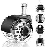 WECUTE Bürostuhl Rollen 5er Set, 10 x 22MM Rollen für Bürostühle, 360 Grad Drehung ohne Kratzer, Schreibtischstuhl Rollen für Teppich, Parkettböden, Hartböden und Fliesen (10 x 22mm)