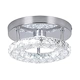 Kaniker Moderne Mini K9 Kristall Pendelleuchte LED Kristall-Deckenleuchte 3-Farben Halbeinbau-Kronleuchter für Kücheninsel Esszimmer Schlafzimmer Flur Badezimmer Wohnzimmer Living (Drei Farbwechsel)