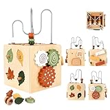 Fllkueaiy 6 in 1 Montessori Motorikwürfel Holzspielzeug Montessori Spielzeug, Montessori Spielzeug Baby Motorikspielzeug Baby Holzspielzeug Kinderspielzeug Motorikwürfel Motorikspielzeug ab 1 Jahr