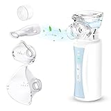 Inhalationsgerät, NIKYPJ Leiser Tragbarer Inhalationsgerät für Erwachsene Kinder, USB Aufladbarer Inhalator mit 2 Masken 1 Mundstück (Blau)