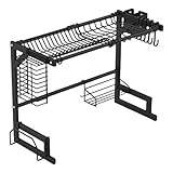 Abtropfgestell für die Spüle über der Spüle mit Haken für Utensilienhalter und großem Fassungsvermögen für die Küchenspüle, 55 cm, verstellbar, Scolapiatti, ideal für effiziente, platzsparen