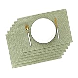 AOKSUNOVA Tischsets Stoff Abwaschbar 6er Set Platzset Grün Platzdeckchen Leinen Tischunterlage Esstisch