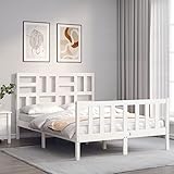 BUKSCYJS Bed Frame,Wood Twin Bed Frame,Full Size Bed HeadboardMassivholzbett mit Kopfteil Weiß 3FT Singlegeräuschfrei, einfache Montage,Geeignet für Schlafzimmer