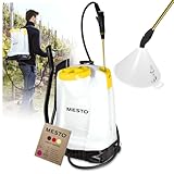 MESTO RS125 Rückenspritze 12 L Set inkl. Spritzschirm | Gartenspritze mit 6 bar Druck | Unkrautspritze Garten | mit ergonomischen Abstellventil & Kontrollmanometer | FPM-Dichtungen | Rückensprühgerät