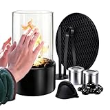 Kamin für den Schreibtisch – Kompakte alkoholverbrannte Flammenlampe, Dekorativer Tischfeuer | Für Wohnzimmer Schlafzimmer Büro Terrasse Hausecke, Atmosphärisches Flammenlicht für Innen Außenbe