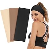 BELEVO Stirnband Damen Sport Haarband Damen Baumwolle 3 Stück Haarbänder Elastisch Headband Sommer Schweiß Weich Antirutsch Hairband Mode-Accessoires für Kosmetik Workout Yoga Laufen Fitness Gym