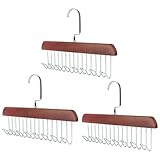 3 Stück KleiderbüGel Krawattemhalter, Holz Gürtelhalter, Gürtel Aufbewahrung mit 8 Haken, 360° Drehbarer Gürtel Organizer, Platzsparend Krawattenhalter Für Schals, Krawatten, Gürtel, Schrank-Organize