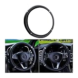 CGEAMDY Lenkradbezug, wasserdicht, elastischer Leder-Lenkradbezug, rutschfestes Lenkrad für Fahrzeuge, Lenkradzubehör mit einem Durchmesser von 37-38 cm (Schwarz)