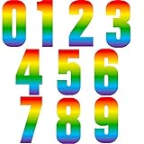 40 Stück Sonnenblume Mülltonne Aufkleber Große dekorative Mülleimer Nummer Aufkleber Selbstklebende Behälter Nummer Aufkleber von 0 bis 9 (Regenbogen Stil)