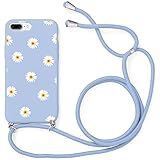 Yoedge Schutzhülle für iPhone 8 Plus/iPhone 7 Plus mit Kordel, 5,5 Zoll, dünn, weich, Silikon, TPU, mit ästhetischem Motiv, stoßfest, Bumper mit verstellbarem Band, Margerite