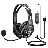 Mairdi USB Headset mit Mikrofon Noise Cancelling, PC Headset für Computer Laptop Homeoffice Call Center Business Skype Teams Voip Chat, Pro Mic für Spracherkennung Dragon Nuance