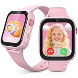 uleway Kinder Smartwatch, 4G Smart Watch Kinder mit SIM Kartensteckplatz, 1,83 Zoll HD Touchscreen, Kamera, Wecker, Puzzle Spiele, IP67 wasserdichte Uhren für Jungs Mädchen 5-16 Jahre, Rosa