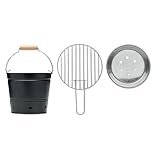 Tragbarer Grilleimer mit Griff, Leckeres BBQ, Picknickgrill mit Großer Grillfläche, Holzkohle, Durchmesser 20,5 cm, Geeignet für 1-4 Personen,