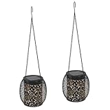 Hanging Solar Iron Lampe, 2pcs Outdoor Hanging Solar Laternen IP65 Wasserdichte Solar Schmiedeeisenlampe Dekorative Garten Hängende Lichter, Himmelslaternen