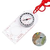 Coptiner Outdoor Navigation Kompass Acryl Navigation Kompass mit Kartenmaßstäbe 1:25k & 1:50k Wanderkompass Leichter Orientierungslauf Kompass mit Rot Schlüsselband für Wandern Camping Outdoor Sport