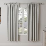 Pacok Verdunklungsvorhänge 2er Set Gardinen Blickdicht Thermo Hitzeschutz Gardine Lichtundurchlässig für Schlafzimmer Wohnzimmer,Grau Vorhänge Verdunkelnd H 175 x B 140 cm