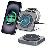 Mag-Safe Ladestation 2 IN 1 kompatibel für App1e Watch und iPh0ne, Ladegerät kompatibel mit iPh0ne 16 15 14 13 12 Serie, Wireless Charger NUR kompatibel mit iWatch Serie (Grau)