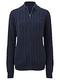 Saodimallsu Damen Strickjacke Langarm Reißverschluss Cardigan Zopfmuster Jacke Strickpullover Lässig Mantel, Dunkelblau, L