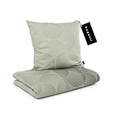 bugatti Bettwäsche 135x200 cm - 100% Baumwolle, Reißverschluss, anschmiegsam, weich & waschbar, Mako Satinbettwäsche Kreise grafisch grün