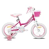 JOYSTAR 16 Zoll Kinderfahrrad für 4 5 6 Jahre alte Mädchen, 16 Zoll Mädchenfahrrad mit Stützrädern und Korb, Rosa