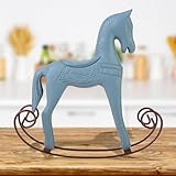 Acouto Handgefertigtes Schaukelpferd aus Holz, Geschnitztes Spielzeuggeschenk, Ideal für und Dekoration (hellblau)