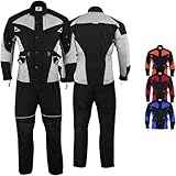German Wear 2-teiler Motorradkombi Cordura Textilien Motorradjacke + Motorradhose (Grau/Schwarz, 54)