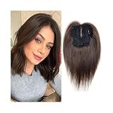 JIANBOHAIRS 10 Zoll Echthaar-Haarteil for Damen (13 x 12 cm) mit atmungsaktiver Schweizer Spitze for einen natürlichen Haaransatz und mehr Volumen for Thinning Hair(Dark brown)