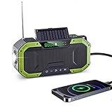 OFCASA Solar Radio, AM/FM Tragbar USB Wiederaufladbar Notfallradio, Baustellenradio Kurbelradio mit 5000mAh Power Bank, Led Taschenlampe, SOS Alarm und Leselicht für Camping, Survival