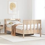 Juroupi Massivholzbett ohne Matratze Bed Frame Bettgestell Massivholzbett Betten Holzbett 90x200 Kiefernholz - 3306273
