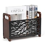 QILICZ Zeitungsständer Zeitschriftenhalter,Magazinständer - Holz Zeitungshalter Bücherregal Zeitschriftensammler, Aufbewahrungskorb Magazinsammle für Büro Zuhause, 33x24x13cm