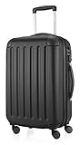 HAUPTSTADTKOFFER - SPREE - Handgepäck Hartschalen-Koffer Trolley Rollkoffer Reisekoffer, 4 Doppel-Rollen, 55 cm, 42 L, Schwarz