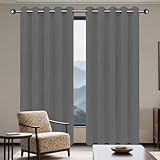 XUEXIAOH Gardinen Blickdichte 120 x 240 cm Thermo Vorhang Gegen Kälte Und Hitze Wohnzimmer Lärmschutz Thermogardine mit Ösen, Waschbar für Schlafzimmer Kinderzimmer, Dunkelgrau