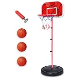 Kezidhp Basketballkorb Kinder, Höhenverstellbarer Basketballkorb für Kinder 3-8 Jahre mit 3 Bällen + Pumpe | Indoor/Outdoor Basketballständer 100-150 cm | Basketballset für Jungen & Mädchen