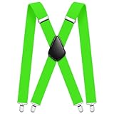 Aomig Hosenträger für Herren Hosenträger Herren Stark Breit 3,5 Cm mit Sehr Starken 4 Metall Clips Länge Einstellbar Elastisch Einheitsgröße Hosenträger Männer und Damen Breit Lang Y Style (Grün)