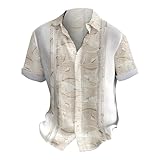 Herren-T-Shirt, großes Hemd, lässig, kurzärmelig, lockere Ärmel, Größe L, beige, S