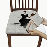 Elegante Stuhlhussen für Damen, dehnbar, waschbar, Spandex, Kissen-Schonbezüge mit künstlerischem Druck, moderne dekorative Bezüge für Wohnzimmer, Esszimmer, 4 Stück