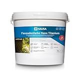HAUSA Fassadenfarbe Nano Titanium 5L weiß matt Wandfarbe für Außen mit Abperleffekt, extrem wetterbeständig, energiesparend thermoisolierend, reinigt die Luft (Anti-Smog Wirkung) algenresistent