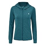 donhobo Damen Laufjacke Sportjacke Langarm Trainingsjacke Full Zip Sweatjacke Für Yoga Fitness mit Tasche Daumenloch (Dunkelblau, M)