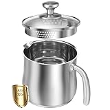 Milchtopf Induktion 304 Mit Deckel – Induktionsgeeignet,Rutschfeste Und WäRmeisolierende Griffe, 2l Milchkanne FüR Kaffee, Tee Und Kochen， Universaltopf FüR Alle Herdarten，Backofengeeignet (A)