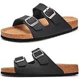 Herren Pantoletten Unisex-Erwachsene Sandalen Hausschuhe Arbeitsschuhe Antistatik Bequeme Classic Latschen Schlappen(Schwarz,43 EU)