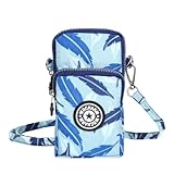 Wocharm Damen Mädchen Nylon Design Kleine Crossbody Schultertasche Handgelenk Handtaschen, - Hellblaue Feder - Größe: One Size