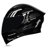 Woljay Integralhelm Klapphelm Motorrad Modularer Helm Motorrad Doppelvisier für Erwachsene Männer Frauen Moped Street Racing DOT / ECER22-05 Approved (Count Black Silver - Smoke Visor,M)
