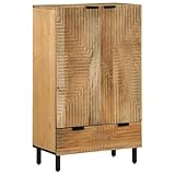 vidaXL Highboard Braun 60x33x100 cm Massivholz Mango, Sideboard, Kommode. Aufbewahrungsmöbel, Beistellschrank, Anrichte, Hochschrank, Highboard schmal