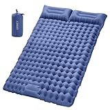 ERWEY Isomatte Selbstaufblasend 2 Personen 200x135 cm Ultraleicht Camping Isomatte Aufblasbar Luftmatratze Schlafmatte mit Fußpumpe Faltbar Schlafmatten mit Kissen, Navy Blau