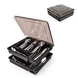 YICOCHI Utensilienhalter mit 2 Ebenen für Arbeitsplatte mit Deckel, Besteckablage aus Kunststoff, für Schublade, 5 Fächer, Besteck-Organizer, Schwarz