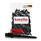 Karella Profi Dartspitzen Keypoint-Special, Made in Germany, 1000 Stück, 2BA Gewinde, extrem formstabile Softdart „Ersatzspitzen“ aus Spezialkunststoff, Soft Tips, in schwarz, rot, blau, weiß