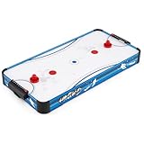 COSTWAY Airhockey Tisch, Air Hockey Spieltisch mit 12V Motor, 2 Pucks & 2 Schieber, Lufthockey elektrisch, Tischhockey für Kinder Erwachsene, Eishockey für Zuhause, Spielzimmer, Büro
