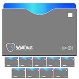 WallTrust RFID Schutzhüllen - Blocker NFC Schutzhüllen (10 Stück) Kreditkarte, EC Karte, Bank Karte, Personalausweis & Reisepass - Hülle - Schutz gegen Funk Datenklau - Kartenhülle