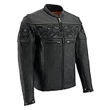 Milwaukee Herren-Crossover-Scooterjacke mit reflektierenden Totenköpfen, Schwarz, Größe 4XL